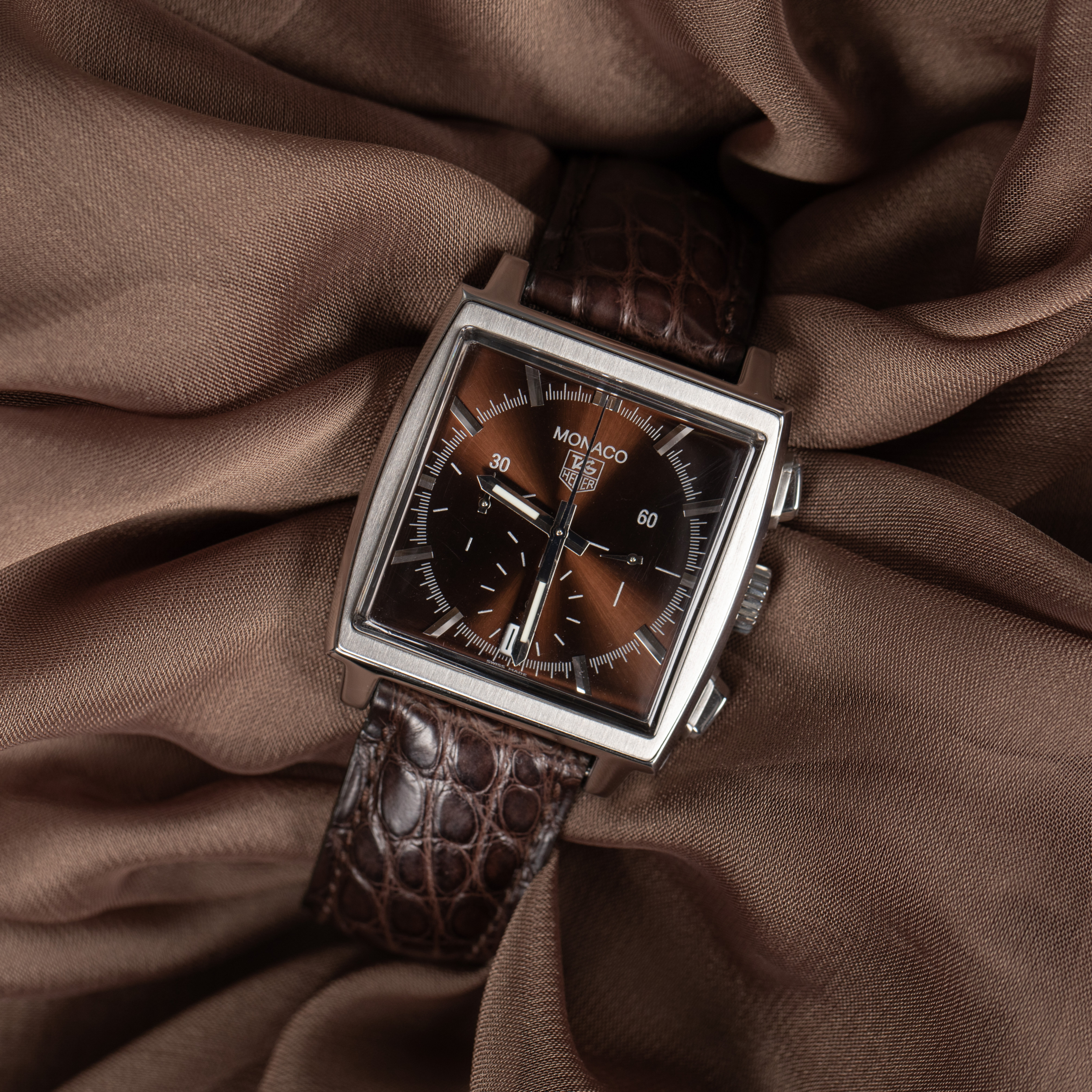 Brown Dial Tag Heuer Monaco Cw2114 TAG Heuer Mens Monaco Calibre